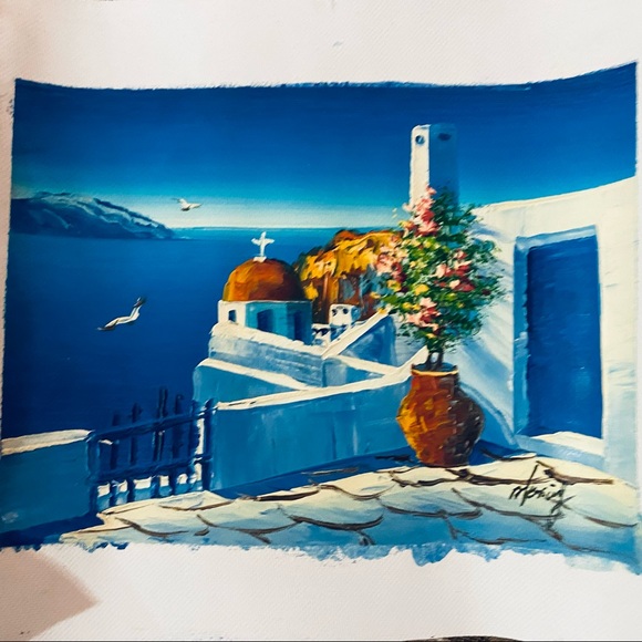 Painting from Santorini, Greece 🇬🇷 - Picture 1 of 6